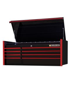 55" 8-Drawer Top Chest, Black-Red Handles