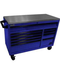 54" RSPro Rolling Workstation w/Stainless Steel Top Worksurface-Blue