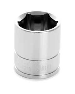 Chrome Socket, 3/8" Drive, 19mm, 6 Point, Shallow