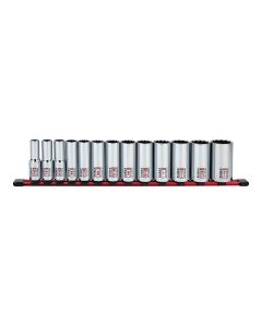 Sunex Tools 13-Piece 1/2 in. Drive Deep Socket Set, Fractional SAE 12-Point Rail