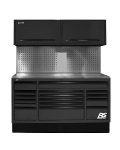 72 in. CTS Centralized Tool Storage with Tool Board Back Splash Set, Black