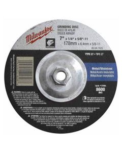 Milwaukee 7 in. x 1/8 in. x 5/8 in. Type 27 Grinding Wheel (A30S)