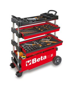 Folding Mobile Tool Cart, Red
