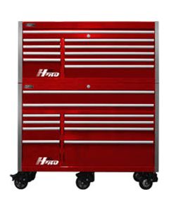 60" HXL Pro 9-Drawer Top Chest and 10-Drawer Roller Cabinet Combo. - Red