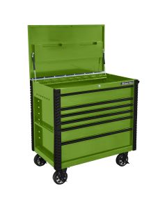 41 in. 6-Drawer Tool Cart w/Bumpers, Lime Green w/Black-Drawer Pulls
