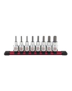 Sunex Tools 8-Piece 3/8 in. Drive Chrome Hex Bit Socket Rail, Fractional SAE