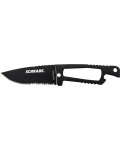 Schrade Full Tang Neck Knife Partially Serrated Drop Point Fixed Blade