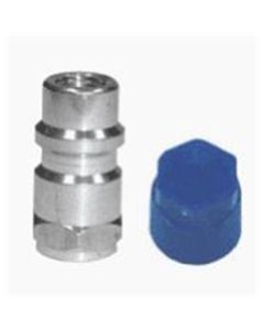Straight Lo-Side Aluminum Retrofit Fitting 7/16-20 With Blue Cap