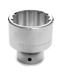 Chrome Socket, 3/4 Drive, 55mm, 12 Point, Shallow