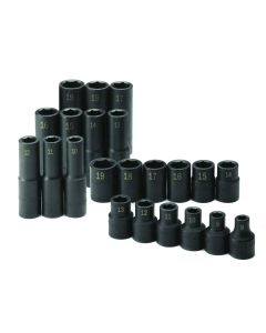 22 pc. 1/2" Drive 6Pt Metric Std & Deep Impact Socket Set