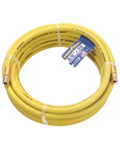 Rubber Air Hose, 3/8" I.D. x 25 ft, 1/4" NPT Male Fittings, 250 PSI, Yellow, Made in U.S.A.