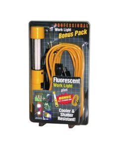 Bayco Fluorescent Work Light, 13 Watt, 25 ft. 16/3 Cord, Yellow Handle w/ Grounded Outlet