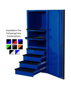 EXQ Series 24"W x 30"D 4 Drawer and 2 Shelf Professional Side Cabinet  Green w Black Handles