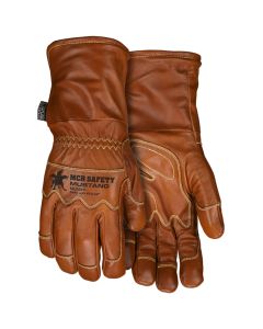 Mustang Utility Leather Work Gloves Premium Grain Goatskin Double Palm Fleece Lined with a Waterproof / Windproof Bladder Sewn with DuPont, Kevlar