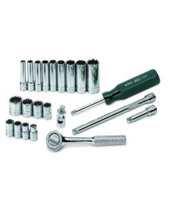 22 pc. 1/4" Drive 12-Point Std Fract SAE Chrome Socket Set