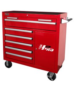 Homak Mfg. H2PRO Series 41 in. 6-Drawer with 2-Drawer Compartment Roller, Red