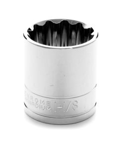 Chrome Socket, 1/2" Drive, 1-1/8", 12 Point, Shallow