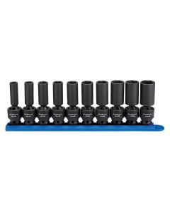 10-Piece 3/8" Drive 6 Point Metric Deep Universal Impact Socket Set