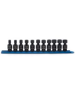 11 Piece, 3/8 Drive, 6-Point Metric Pinless Universal Set