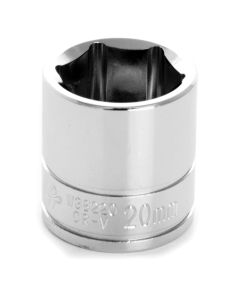 Chrome Socket, 3/8" Drive, 20mm, 6 Point, Shallow