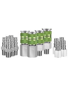 Flexzilla Pro High Flow Coupler and Plug Kit, 1/4" NPT, 1/4" Body, 14-Piece