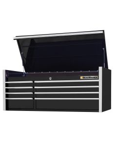 55" 8-Drawer Top Chest, Black- Chrome Handles