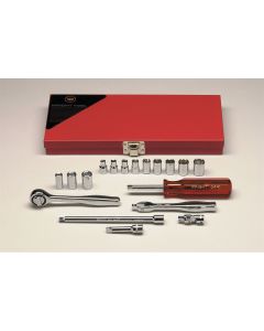 1/4"Dr 6,8PtStd&SpSktBxSet 18P
