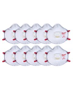 10-Pack N95 Valved Respirator w/ Gaskt