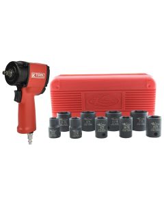 3/8 Mini Air Impact Wrench w/ 9pc 3/8 Socket Set