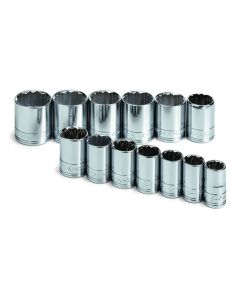 13 pc. 1/2" Drive 12-Point Std Metric Chrome Socket Set