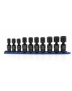 10 Piece 1/2" Drive 6 Point Metric Pinless Universal Impact Sockets