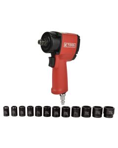 1/2 Mini Air Impact Wrench & 12 Pc Std Socket Set