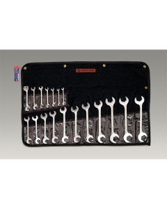 Open End Wrench 18 Piece Set - Double Angle 15 & 60 11/32" - 1-1/2"