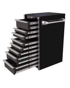 19" 8-Drawer Side Box, Black-Chrome Handles