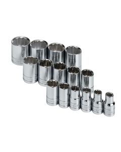 15 Piece 1/2" Drive 12 Point SAE Standard Socket Set