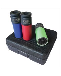 3-PC 1/2" Drive Spline Protective Wheel Socket Set