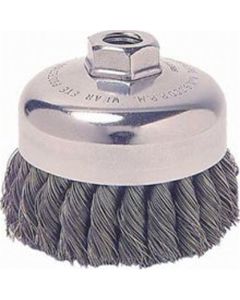 Wire Cup Brush, 3-1/2" Diameter, .014 Crimped Wire, 3/8" - 24 Threaded Arbor, 13,000 RPM Max