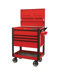 33 4-Drawer Deluxe Tool Cart w/Bumpers, Red w/Black Quick Release-Drawer Pulls