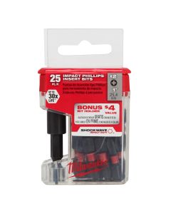 SHOCKWAVE 2.36" Magnetic Bit Tip Holder w/ Impact Phillips #2 Insert Bits