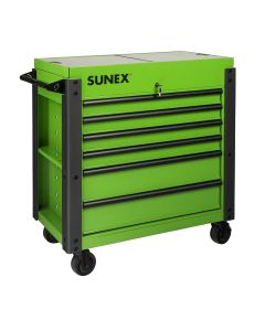 Sunex Tools 6-Drawer Slide Top Cart w/ Power, Lime Green