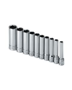 10 Piece 1/4" Drive 6 Point SAE Deep Socket Set