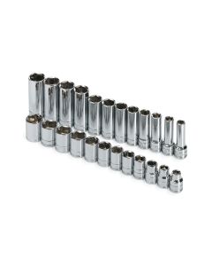 24 Piece 3/8" Drive 6 Point Standard, Deep and Extra Long Deep Metric Socket Set