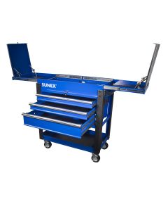 Sunex Tools 3-Drawer Utility Cart w/ Sliding Top, Blue