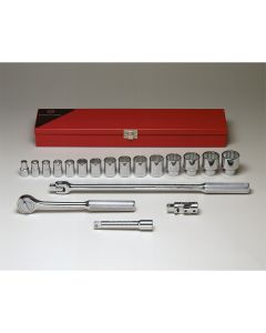 1/2"Dr 12Pt Std Skt Bx Set 19P