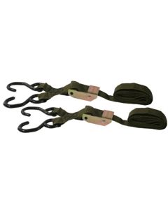 Ratchet Tie Down Set, 2 Piece, 7/8" Wide x 5-1/2' Long, Adjustable, with Vinyl Coated S Hooks