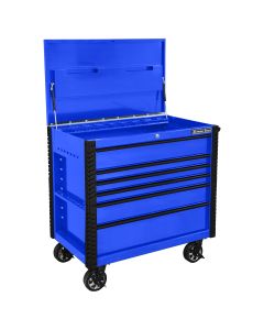 41 in. 6-Drawer Tool Cart w/Bumpers, Blue w/Black-Drawer Pulls