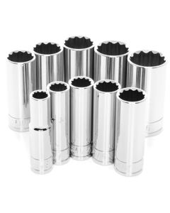 10 Pc 3/8'' Dr 12pt SAE Deep S