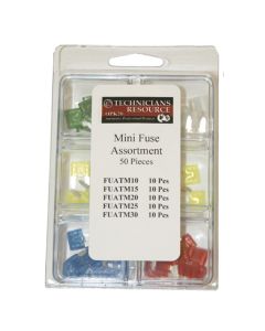 50-pc Mini Amp Fuse Assortment with Plastic Box