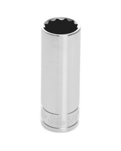 Chrome Socket, 3/8" Drive, 5/8", 12 Point, Deep