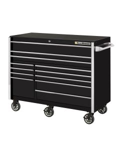 55" 12-Drawer Roller Cabinet, Black-Chrome Handle